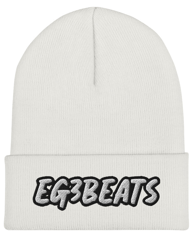 EG3BEATS WHITE Cuffed Beanie Hat