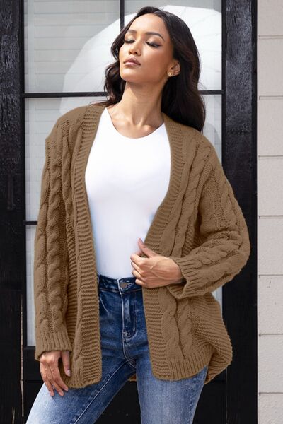 BEAUTIFUL I AM Open Front Cable-Knit Cardigan