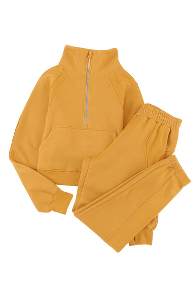 BEAUTIFUL I AM Half-Zip Sports Active Wear Set with Pockets