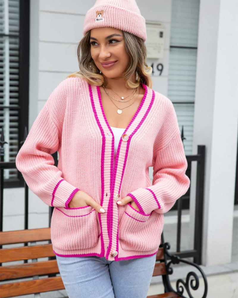 BEAUTIFUL I AM Waffle Knit V-Neck Cardigan with Pocket