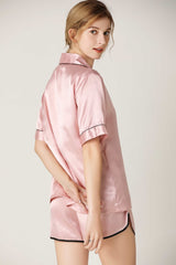 BEAUTIFUL I AM Lapel Collar Shirt and Shorts Lounge Set Sleep Wear