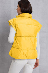 BEAUTIFUL I AM Zip Up Turtleneck Pocketed Vest Coat