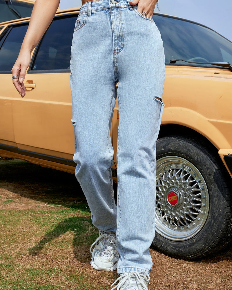 BEAUTIFUL I AM Distressed Straight Leg Jeans