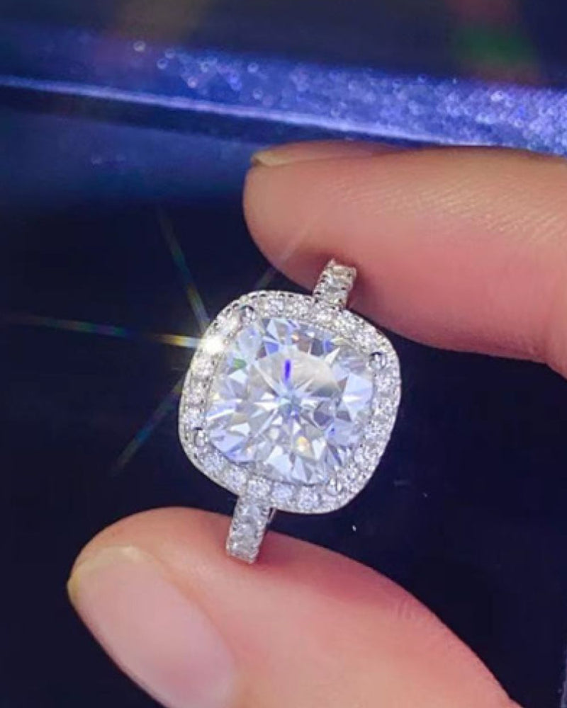 BEAUTIFUL I AM 3 Carat Moissanite Jewelry 925 Sterling Silver Square Ring