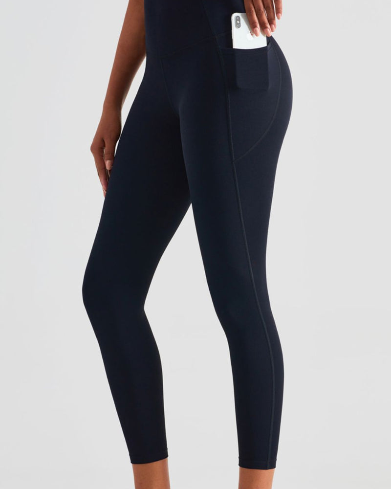 BEAUTIFUL I AM Wide Waistband Sports Leggings with Pockets Active Wear