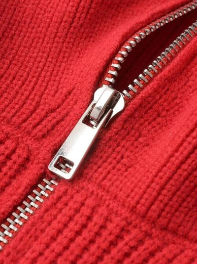 BEAUTIFUL I AM Half Zip Ribbed Collared Neck Knit Shirt