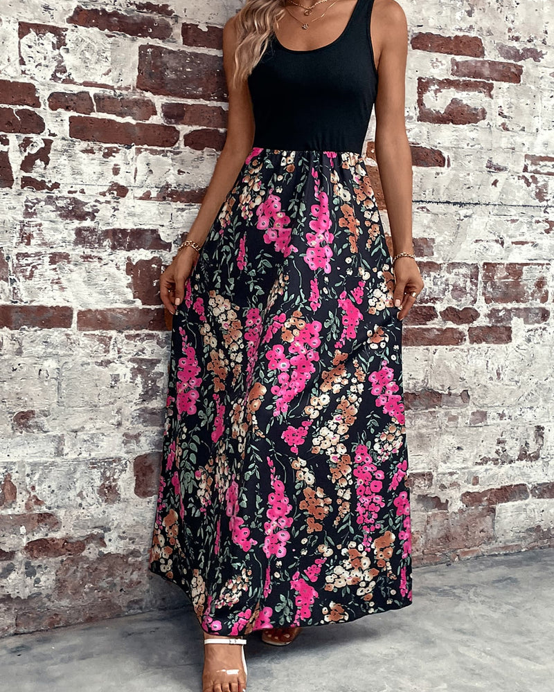 BEAUTIFUL I AM Floral Scoop Neck Sleeveless Maxi Dress