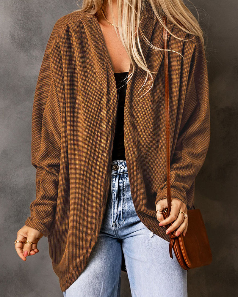 BEAUTIFUL I AM Pleated Detail Open Front Longline Cardigan