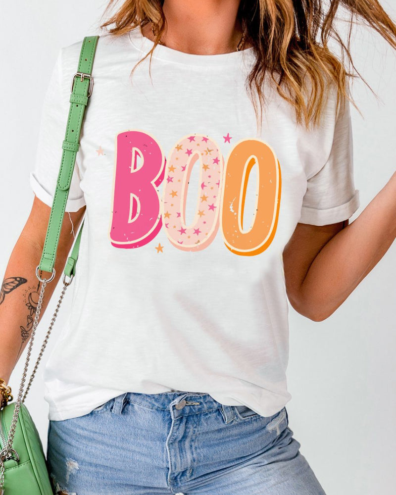 BEAUTIFUL I AM Round Neck Short Sleeve BOO Graphic T-Shirt