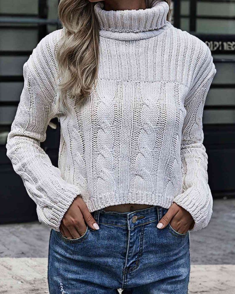 BEAUTIFUL I AM Cable-Knit Turtleneck Sweater