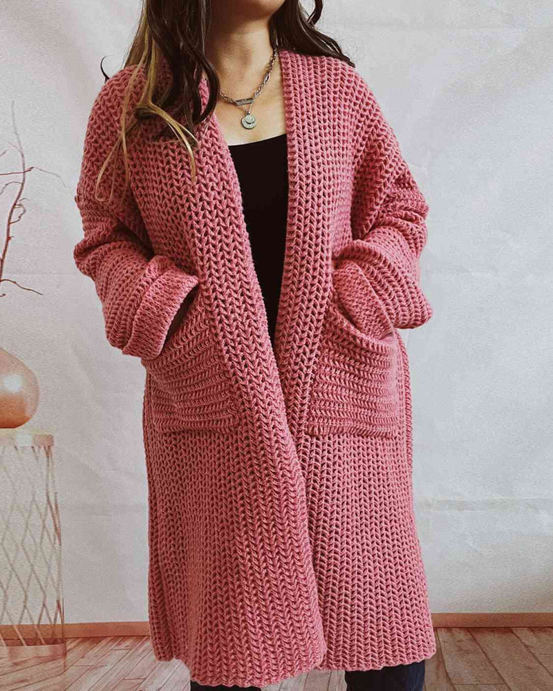 BEAUTIFUL I AM Open Front Long Sleeve Cardigan with Pockets