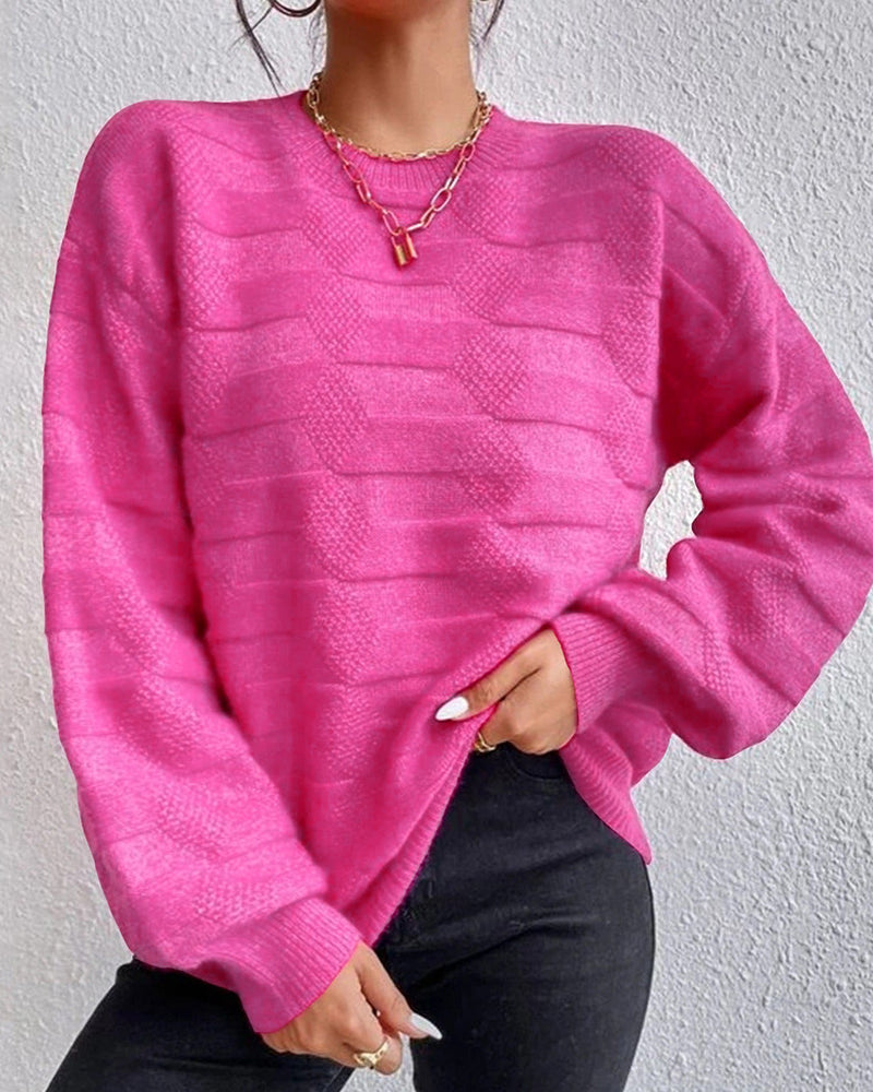 BEAUTIFUL I AM Round Neck Dropped Shoulder Sweater
