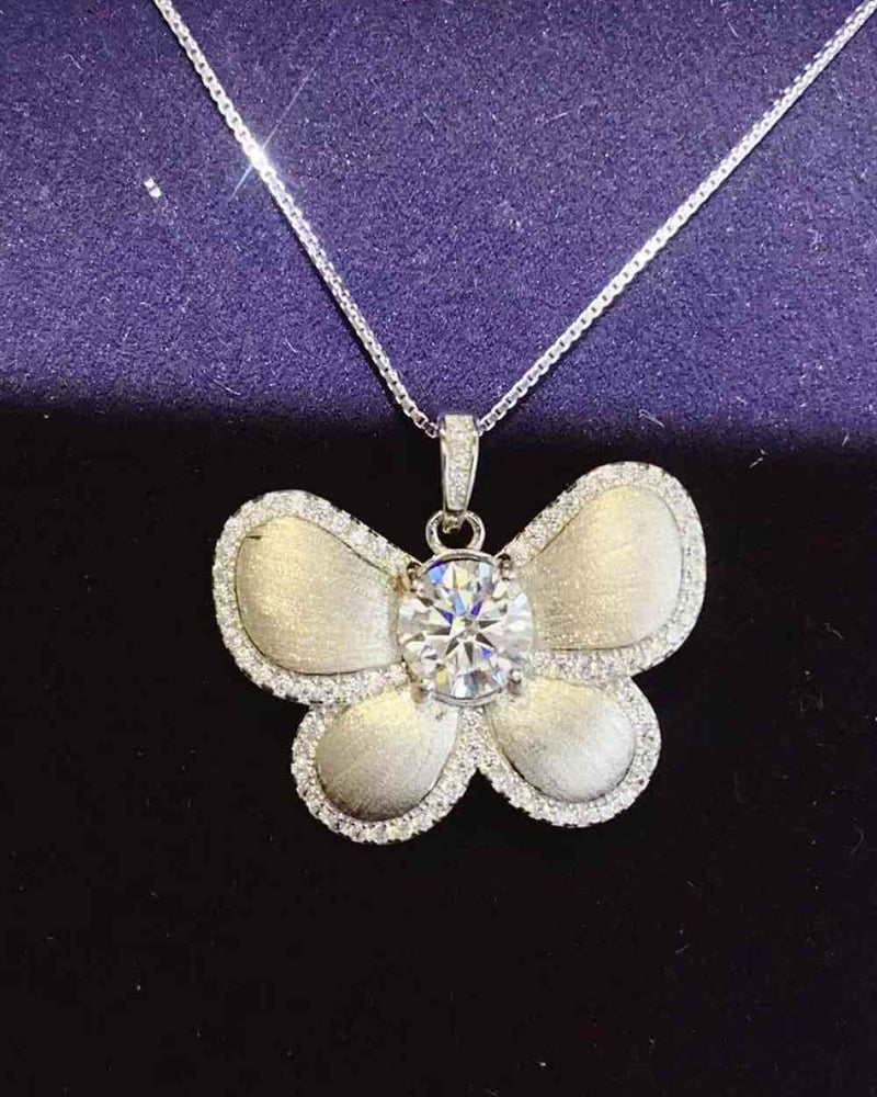 BEAUTIFUL I AM 1 Carat Moissanite Jewelry Butterfly Pendant Necklace