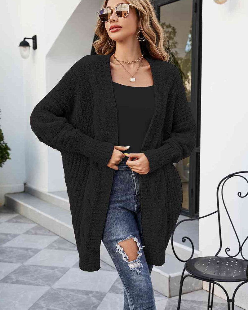 BEAUTIFUL I AM Open Front Dolman Sleeve Cardigan