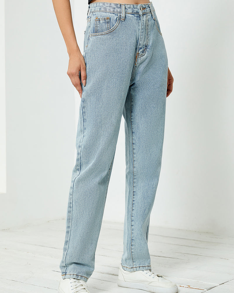 BEAUTIFUL I AM High Waist Straight Leg Jeans