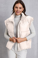 BEAUTIFUL I AM Zip Up Turtleneck Pocketed Vest Coat