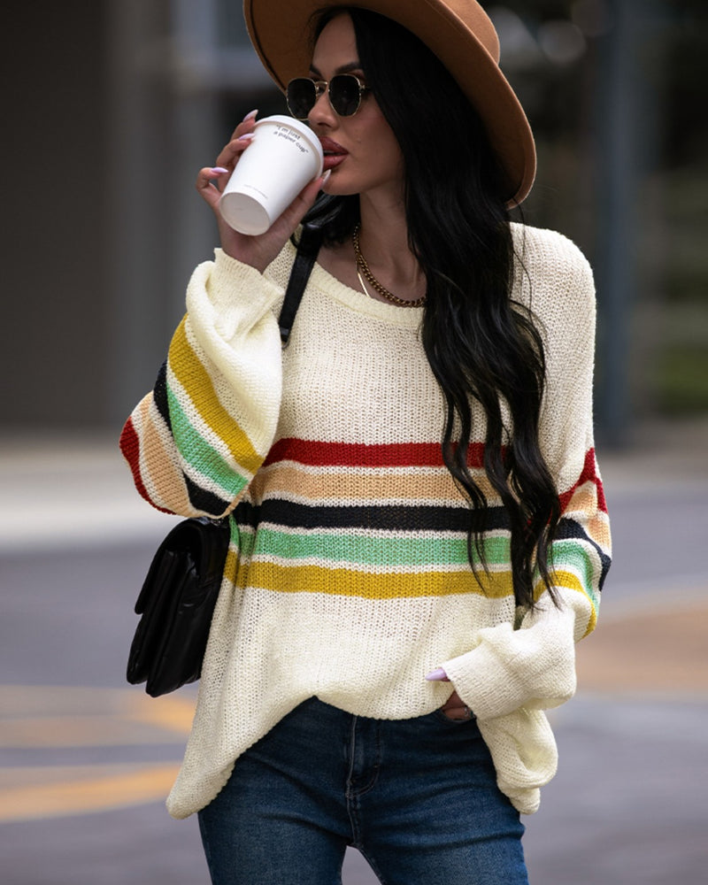 BEAUTIFUL I AM Striped Round Neck Sweater