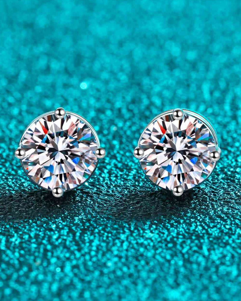 BEAUTIFUL I AM 2 Carat Moissanite Jewelry Rhodium-Plated Stud Earrings