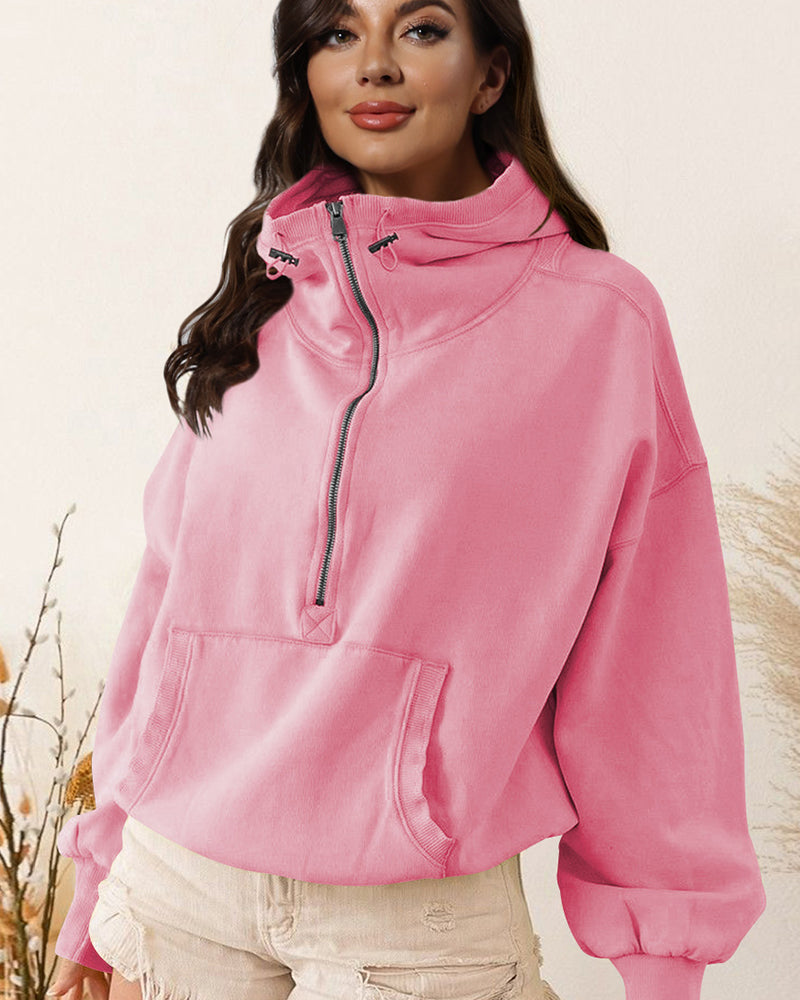BEAUTIFUL I AM Zip-Up Dropped Shoulder Hoodie
