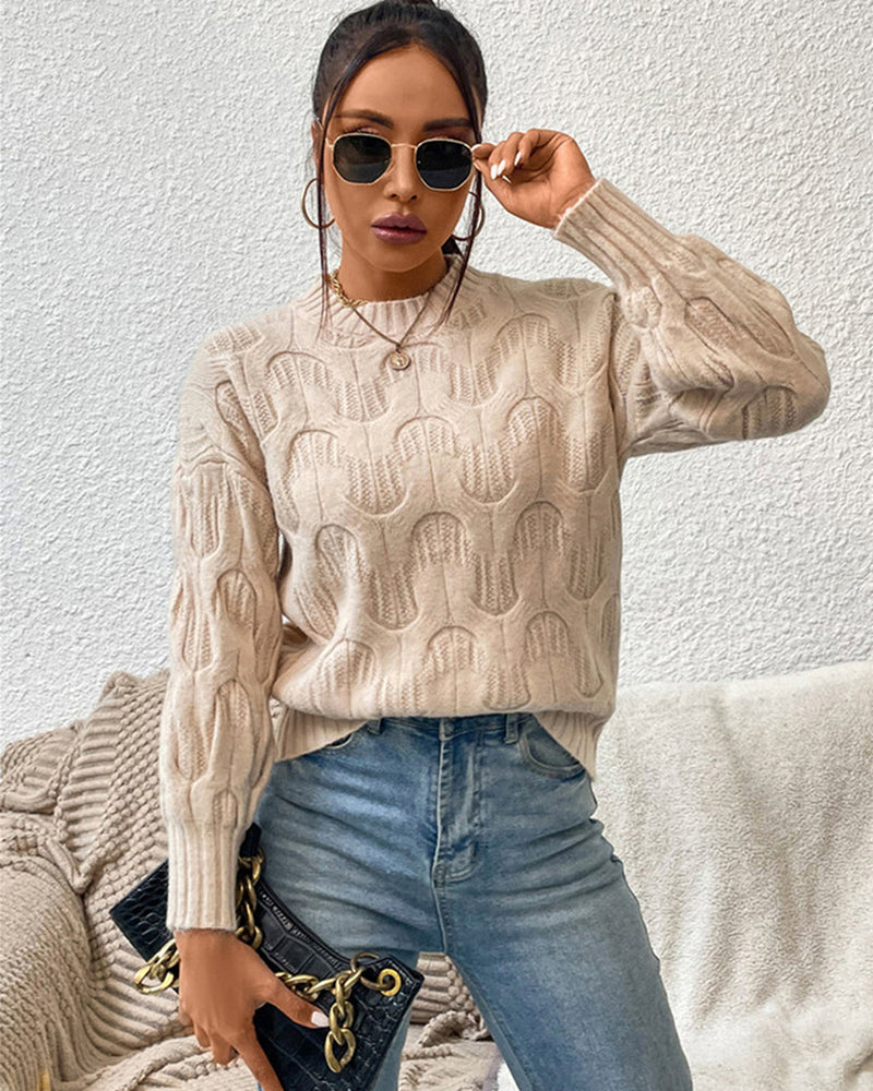 BEAUTIFUL I AM Round Neck Long Sleeve Sweater