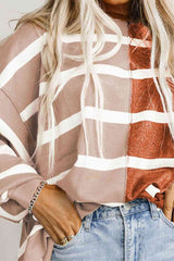 BEAUTIFUL I AM Striped Dropped Shoulder Round Neck Blouse Shirt