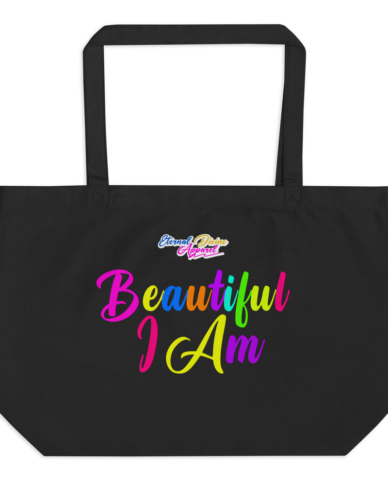 BEAUTIFUL I AM Large Organic Tote Bag