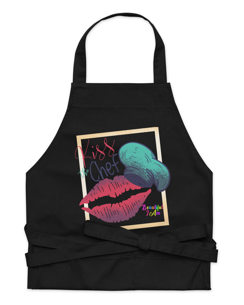 BEAUTIFUL I AM KISS THE CHEF Organic Cotton Apron Cook Wear