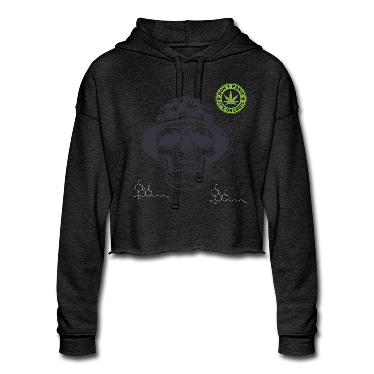 EG3BEEATS DON'T PANIC IT'S ORGANIC WOMENS CROP HOODIE - deep heather