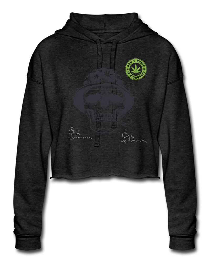EG3BEEATS DON'T PANIC IT'S ORGANIC WOMENS CROP HOODIE - deep heather