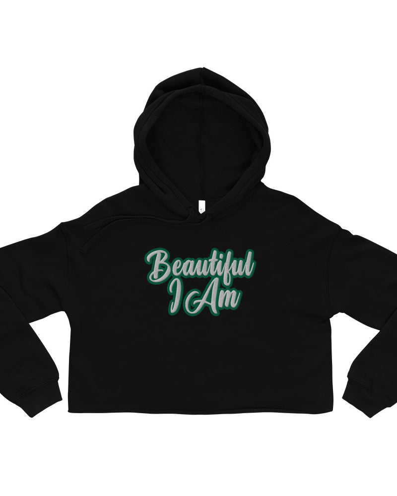 BEAUTIFUL I AM GREEN Crop Hoodie