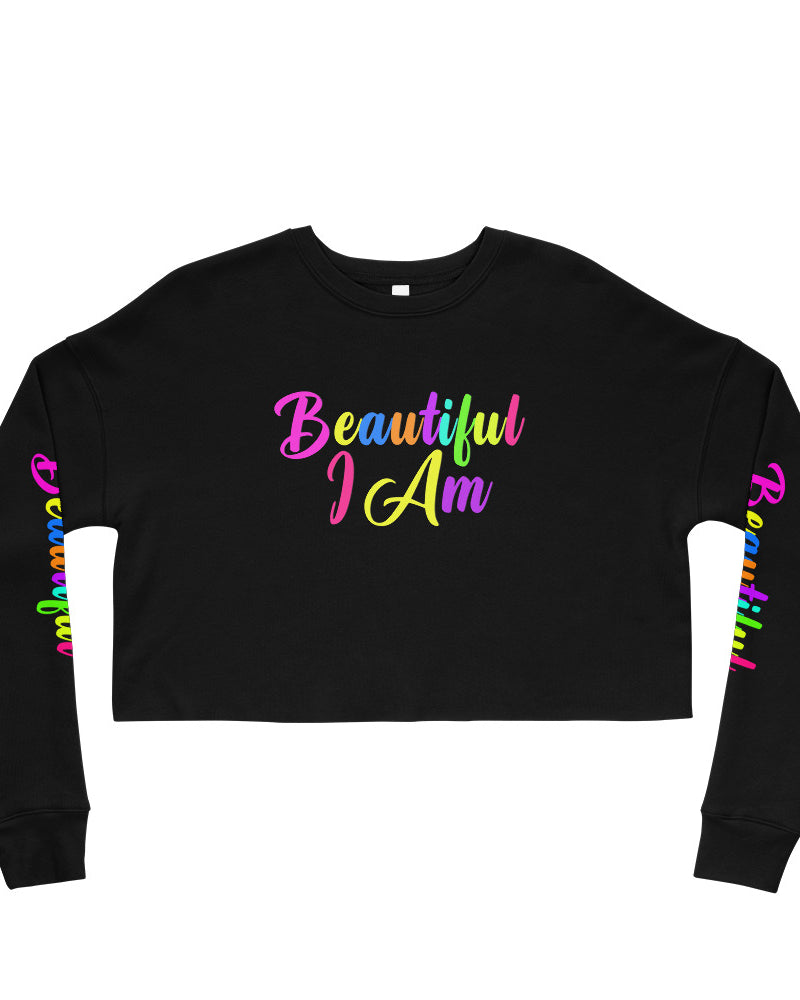BEAUTIFUL I AM Womens Crop Sweatshirt