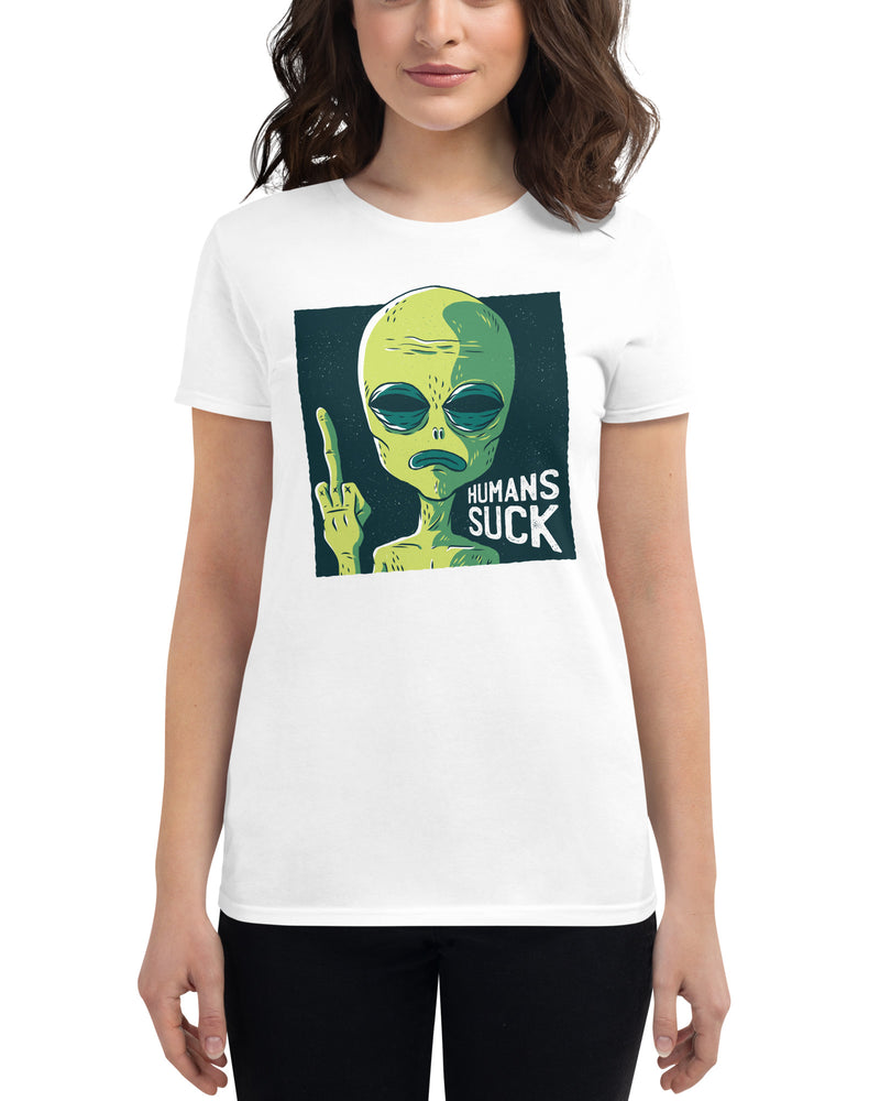 BEAUTIFUL I AM HUMANS SUCK Women's Short Sleeve T-Shirt
